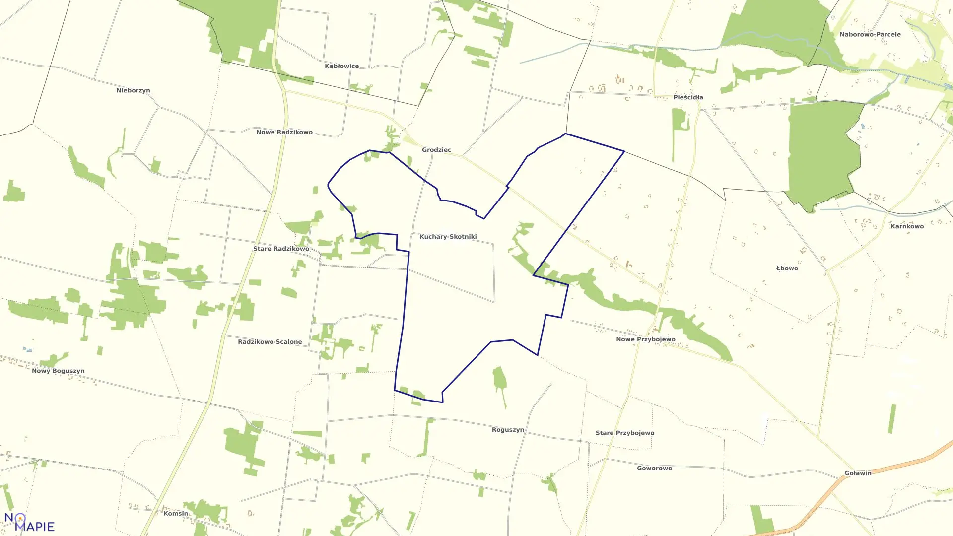 Mapa obrębu KUCHARY SKOTNIKI w gminie Czerwińsk nad Wisłą